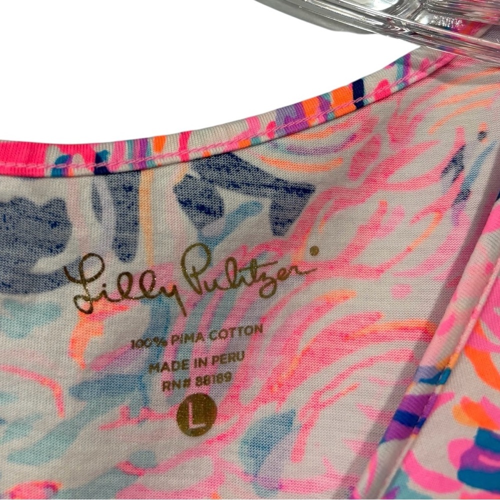 Lilly Pulitzer Marlowe Dress Pelican Pink Head In The Sand Flamingo Print, Large - Picture 2 of 8